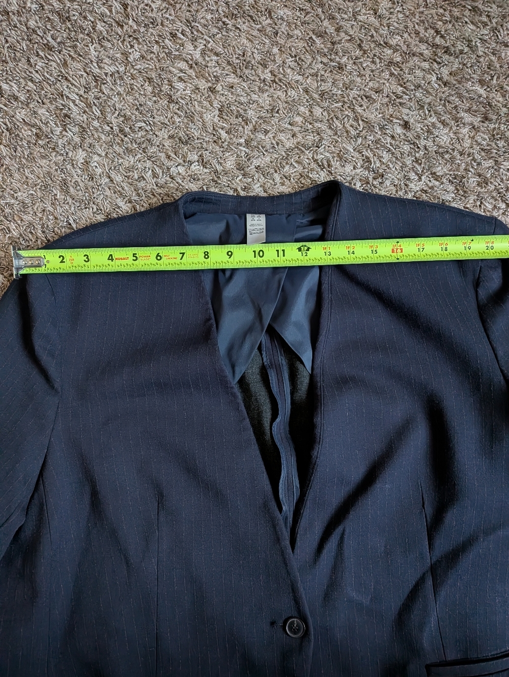 Spanx Navy Striped The Perfect Collarless 1-Button Blazer Jacket Women's 2X - Picture 8 of 9